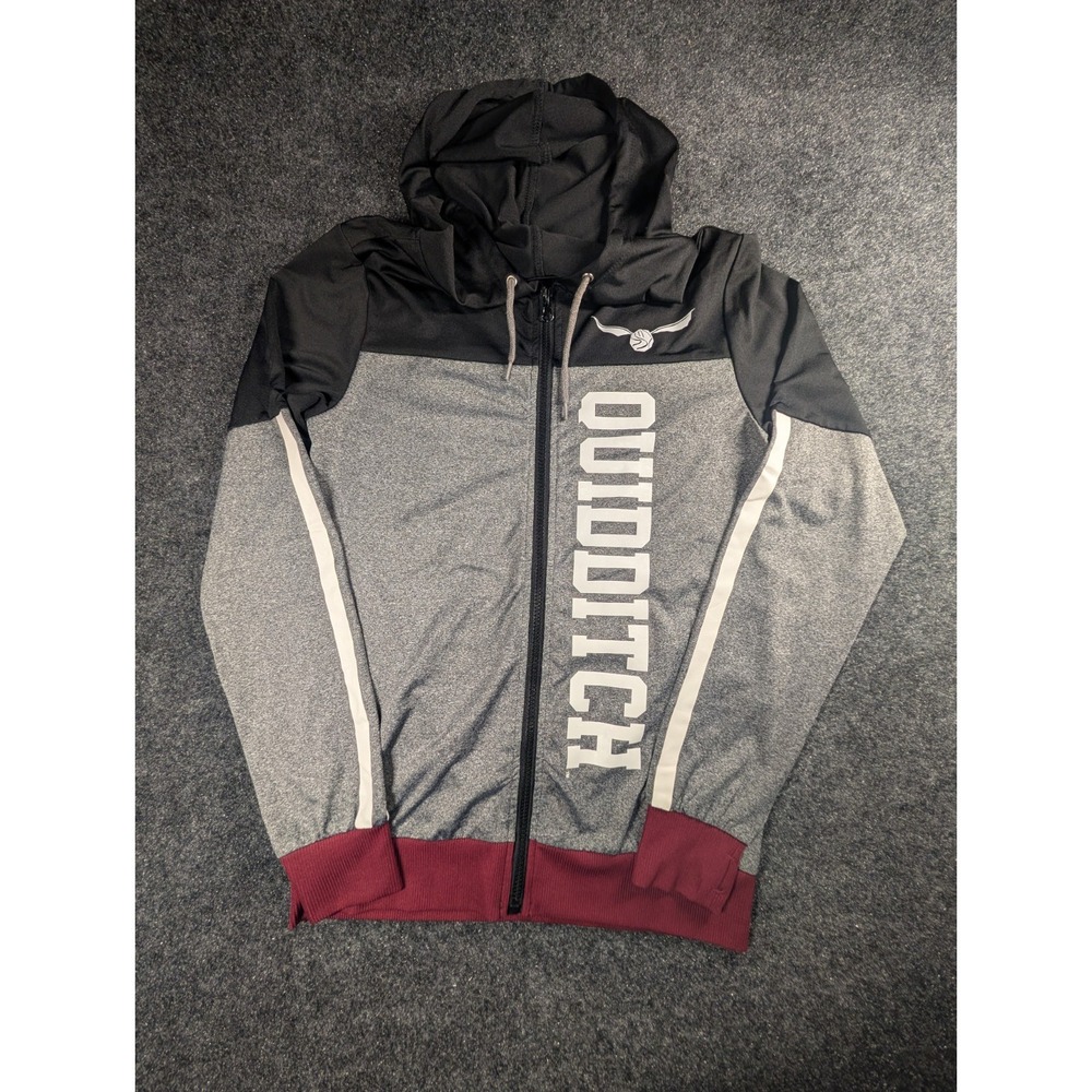 Harry Potter Unisex Gray Black Maroon Graphic Quidditch Zip Sweatshirt Size S